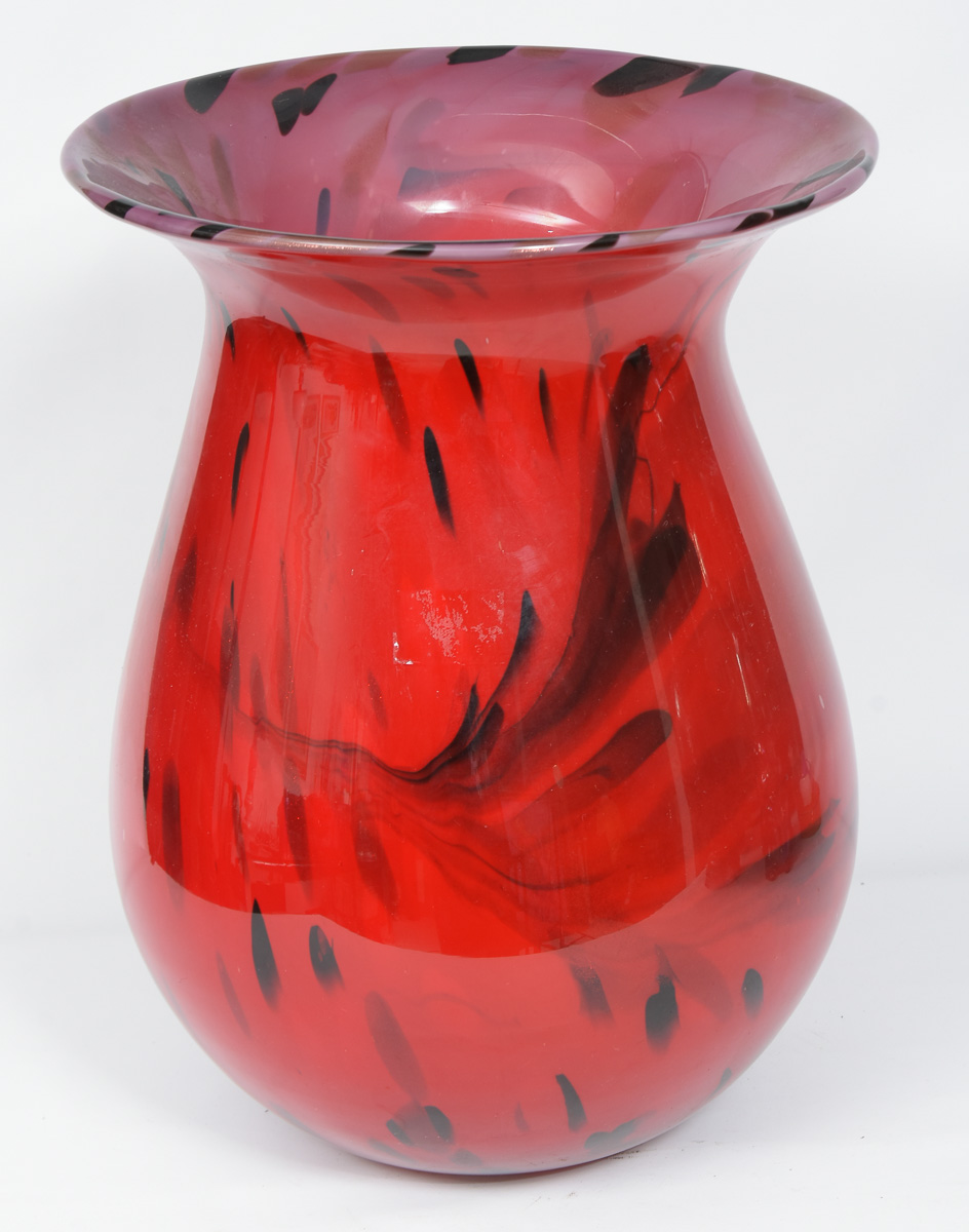 Grande Vaso De Vidro De Murano Vermelho Aplica Es